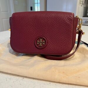 Tory Burch Whipstitch Logo Burgundy Mini Crossbody Bag